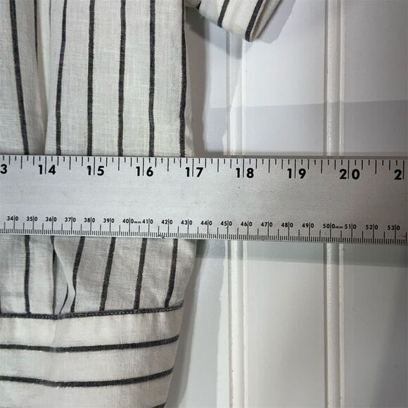 Brooks Brothers Red Fleece Women’s Size 2 Linen Blend Tie-Back Top Striped White - Picture 4 of 7